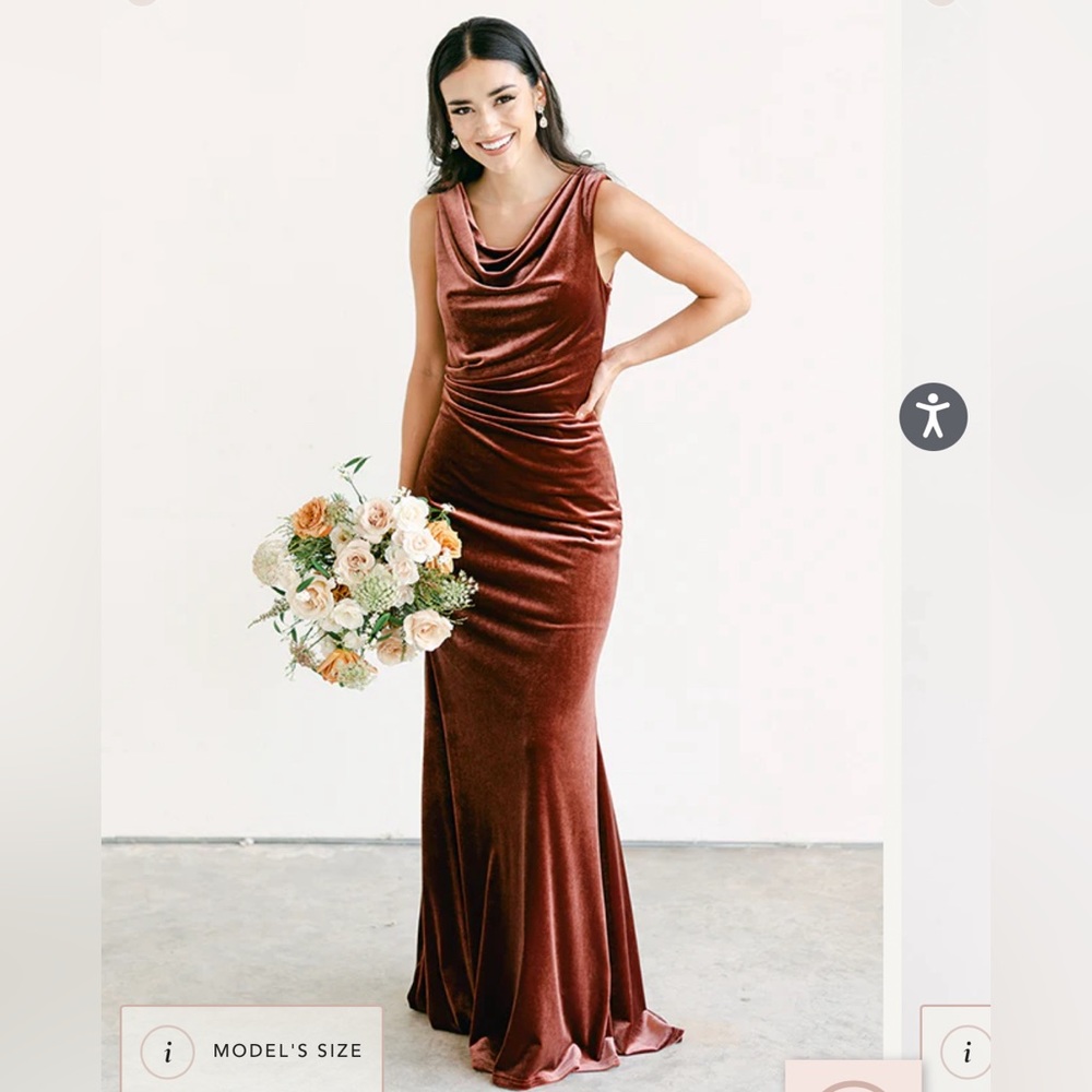 Bridesmaids dress from Revelry! NWT Mahogany color Size 8 Velvet